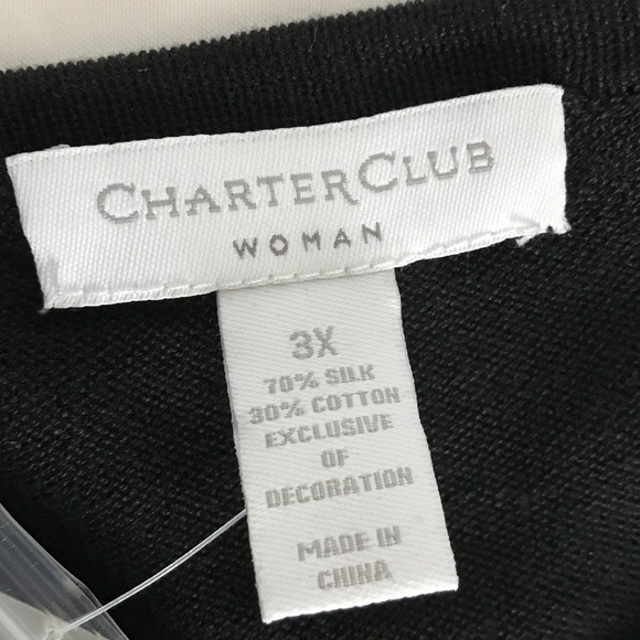CHARTER CLUB Silk Cotton Cardigan Sweater Ruffle Black Women’s Plus Size 3X 2X - Picture 8 of 16